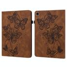 For Samsung Galaxy Tab A9+ Embossed Butterfly Pattern Horizontal Flip Leather Tablet Case(Brown) - 1