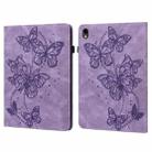 For Samsung Galaxy Tab S9 Embossed Butterfly Pattern Horizontal Flip Leather Tablet Case(Purple) - 1