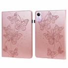 For Xiaomi Redmi Pad SE Embossed Butterfly Pattern Horizontal Flip Leather Tablet Case(Pink) - 1