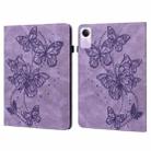 For Xiaomi Redmi Pad SE Embossed Butterfly Pattern Horizontal Flip Leather Tablet Case(Purple) - 1