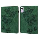 For Xiaomi Redmi Pad SE Embossed Butterfly Pattern Horizontal Flip Leather Tablet Case(Green) - 1