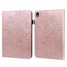 For Samsung Galaxy Tab S9 Lace Flower Embossing Pattern PU Tablet Case(Gold) - 1