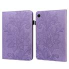 For Samsung Galaxy Tab A9 Lace Flower Embossing Pattern PU Tablet Case(Purple) - 1