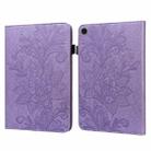 For Samsung Galaxy Tab A9+ Lace Flower Embossing Pattern PU Tablet Case(Purple) - 1
