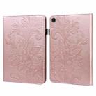 For Samsung Galaxy Tab A9+ Lace Flower Embossing Pattern PU Tablet Case(Gold) - 1