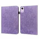 For Xiaomi Redmi Pad SE Lace Flower Embossing Pattern PU Tablet Case(Purple) - 1