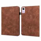 For Xiaomi Redmi Pad SE Lace Flower Embossing Pattern PU Tablet Case(Brown) - 1