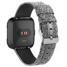 For Fitbit Versa Casual Denim Canvas Leather Watch Band(Light Gray) - 1