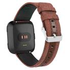 For Fitbit Versa Casual Denim Canvas Leather Watch Band(Dark Brown) - 1