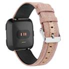 For Fitbit Versa Casual Denim Canvas Leather Watch Band(Apricot) - 1