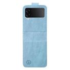 For Samsung Galaxy Z Flip4 5G Skin Feeling Oil Leather Texture PU + TPU Phone Case(Light Blue) - 1