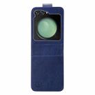 For Samsung Galaxy Z Flip5 Skin Feeling Oil Leather Texture PU + TPU Phone Case(Dark Blue) - 1