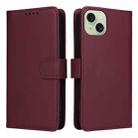 For iPhone 15 Plus BETOPNICE BN-005 2 in 1 Detachable Imitate Genuine Leather Phone Case(Wine Red) - 1