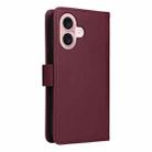 For iPhone 16 BETOPNICE BN-005 2 in 1 Detachable Imitate Genuine Leather Phone Case(Wine Red) - 3