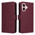 For iPhone 16 Plus BETOPNICE BN-005 2 in 1 Detachable Imitate Genuine Leather Phone Case(Wine Red) - 1