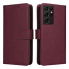 For Samsung Galaxy S21 Ultra BETOPNICE BN-005 2 in 1 Detachable Imitate Genuine Leather Phone Case(Wine Red) - 1