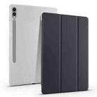 For Samsung Galaxy Tab S10+ / S9+ 3-folding Transparent TPU Smart Leather Tablet Case with Pen Slot(Black) - 1