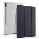 For Samsung Galaxy Tab S10 FE / S9 3-folding Transparent TPU Smart Leather Tablet Case with Pen Slot(Black) - 1
