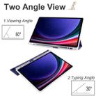 For Samsung Galaxy Tab S10 FE / S9 3-folding Transparent TPU Smart Leather Tablet Case with Pen Slot(Dark Blue) - 3