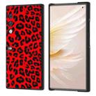 For Honor V Purse Black Edge Leopard PU Phone Case(Red) - 1