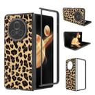 For Honor Magic V3 Black Edge Leopard PU Phone Case(Golden) - 1