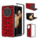 For Honor Magic V3 Black Edge Leopard PU Phone Case(Red) - 1