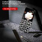 For Honor Magic V Flip Black Edge Leopard PU Phone Case(Silver) - 3