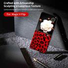 For Honor Magic V Flip Black Edge Leopard PU Phone Case(Red) - 2