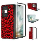 For Honor Magic Vs3 Black Edge Leopard PU Phone Case(Red) - 1