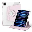 For iPad Air 13 2024 / Pro 12.9 2022 360 Rotation Detachable Clear Acrylic Leather Tablet Case(Pink) - 1