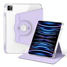 For iPad Pro 12.9 2022 / 2021 / 2020 360 Rotation Detachable Clear Acrylic Leather Tablet Case(Light Purple) - 1