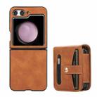 For Samsung Galaxy Z Flip5 Multifunctional Folding Phone Leather Case(Brown) - 1