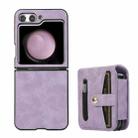For Samsung Galaxy Z Flip5 Multifunctional Folding Phone Leather Case(Purple) - 1