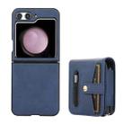 For Samsung Galaxy Z Flip5 Multifunctional Folding Phone Leather Case(Blue) - 1