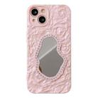 For iPhone 14 Plus Rose Texture Mirror TPU Phone Case(Pink) - 1