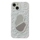For iPhone 14 Plus Rose Texture Mirror TPU Phone Case(White) - 1