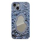 For iPhone 14 Plus Rose Texture Mirror TPU Phone Case(Blue) - 1