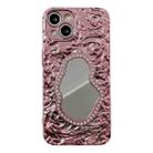 For iPhone 14 Plus Rose Texture Mirror TPU Phone Case(Rose Gold) - 1