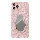 For iPhone 14 Pro Rose Texture Mirror TPU Phone Case(Pink) - 1