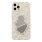 For iPhone 14 Pro Rose Texture Mirror TPU Phone Case(Beige) - 1