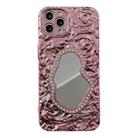 For iPhone 14 Pro Rose Texture Mirror TPU Phone Case(Rose Gold) - 1