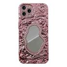 For iPhone 14 Pro Max Rose Texture Mirror TPU Phone Case(Rose Gold) - 1