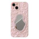 For iPhone 13 Rose Texture Mirror TPU Phone Case(Pink) - 1