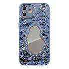 For iPhone 12 Rose Texture Mirror TPU Phone Case(Blue) - 1