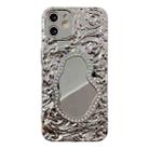 For iPhone 12 Rose Texture Mirror TPU Phone Case(Silver) - 1