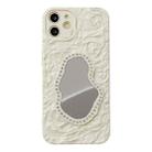 For iPhone 12 Rose Texture Mirror TPU Phone Case(Beige) - 1