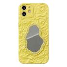 For iPhone 12 Rose Texture Mirror TPU Phone Case(Yellow) - 1