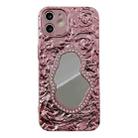 For iPhone 12 Rose Texture Mirror TPU Phone Case(Rose Gold) - 1