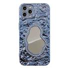 For iPhone 12 Pro Rose Texture Mirror TPU Phone Case(Blue) - 1