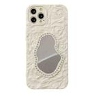 For iPhone 12 Pro Rose Texture Mirror TPU Phone Case(Beige) - 1